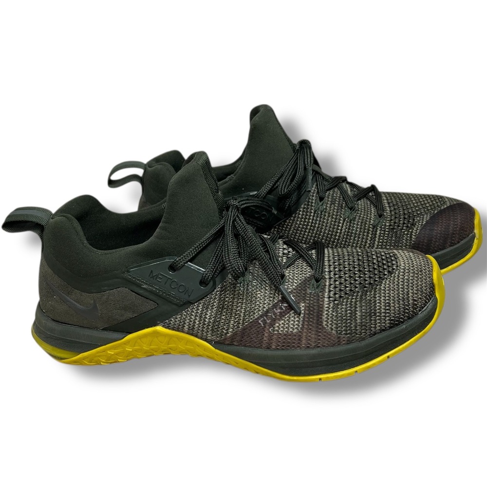 Nike Metcon Flyknit 3 Training Shoes‎ Mens 7.5 Siequoia/Bright Citron AQ8022-300